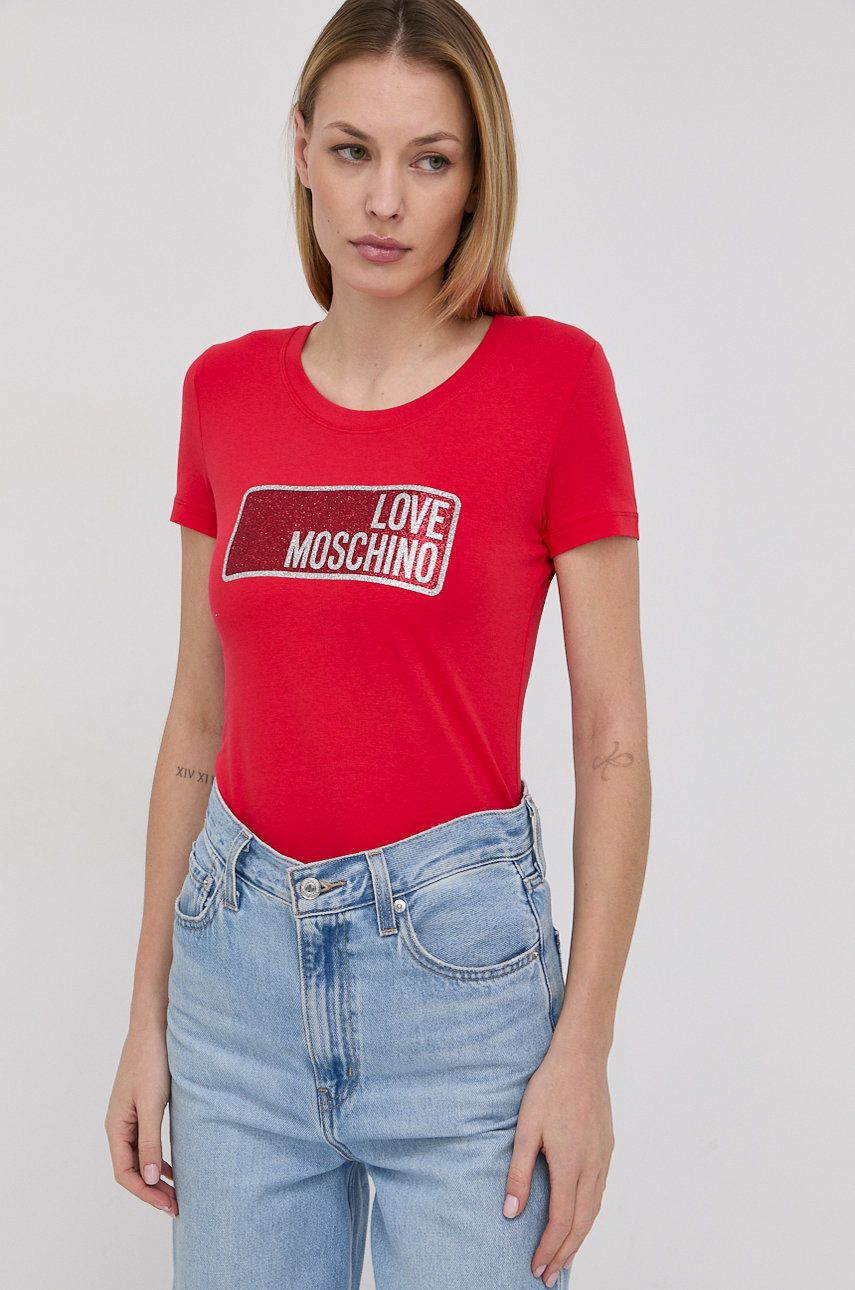 Love Moschino tricou femei, culoarea rosu answear.ro