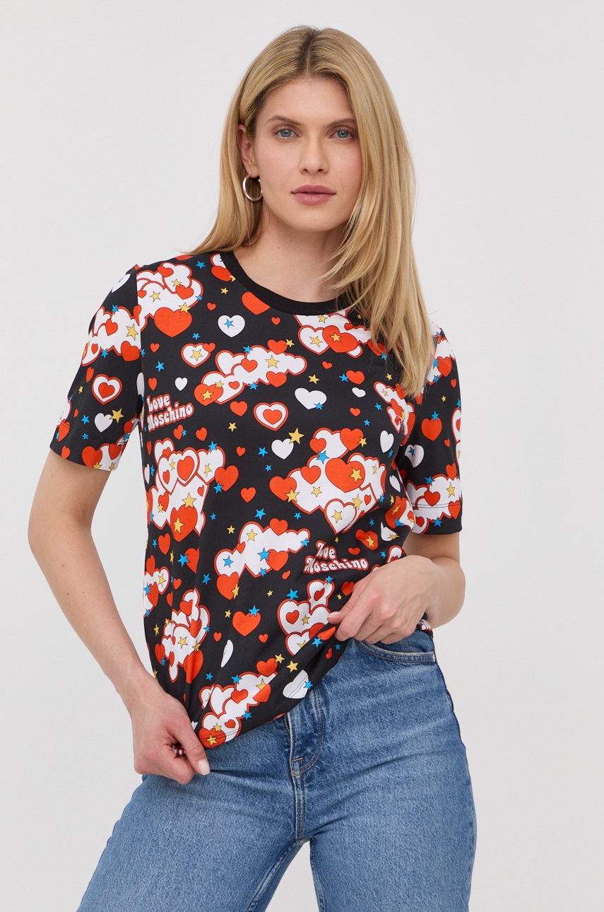 

Памучна тениска Love Moschino в черно, Черен