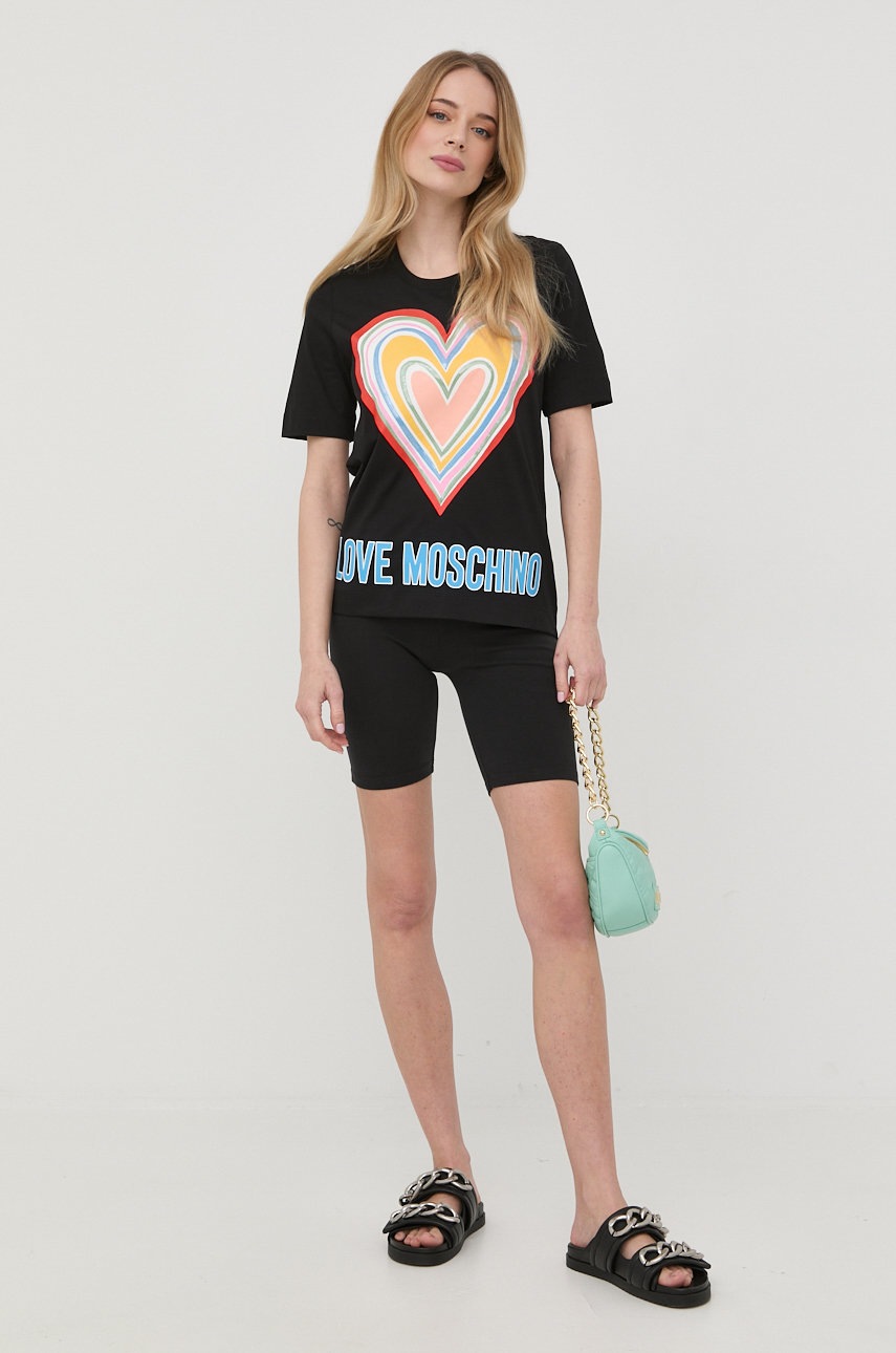 

Бавовняна футболка Love Moschino колір чорний