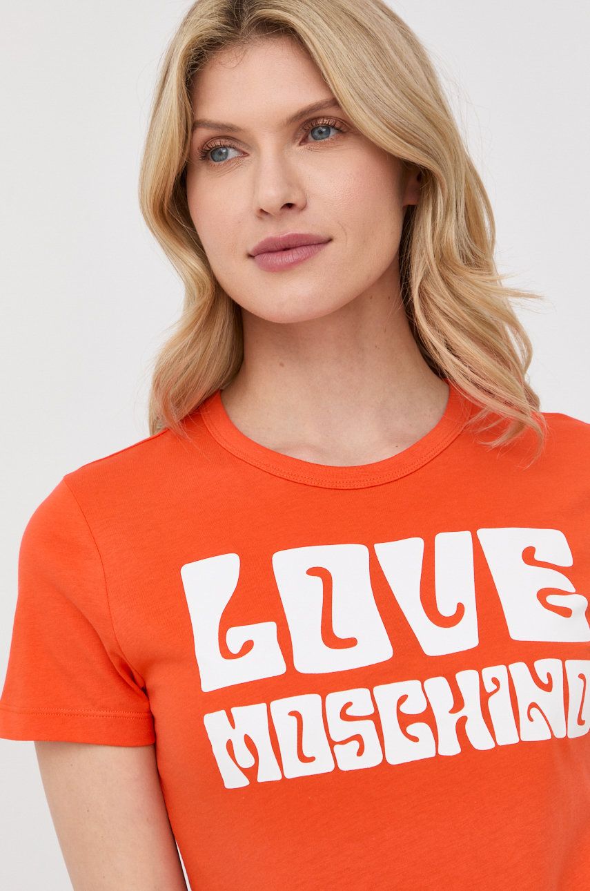 Love Moschino tricou femei, culoarea portocaliu