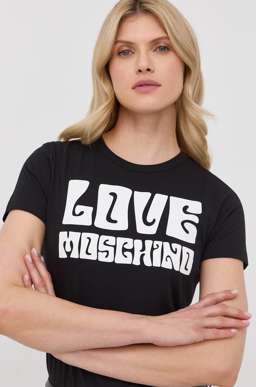 

Тениска Love Moschino в черно, Черен