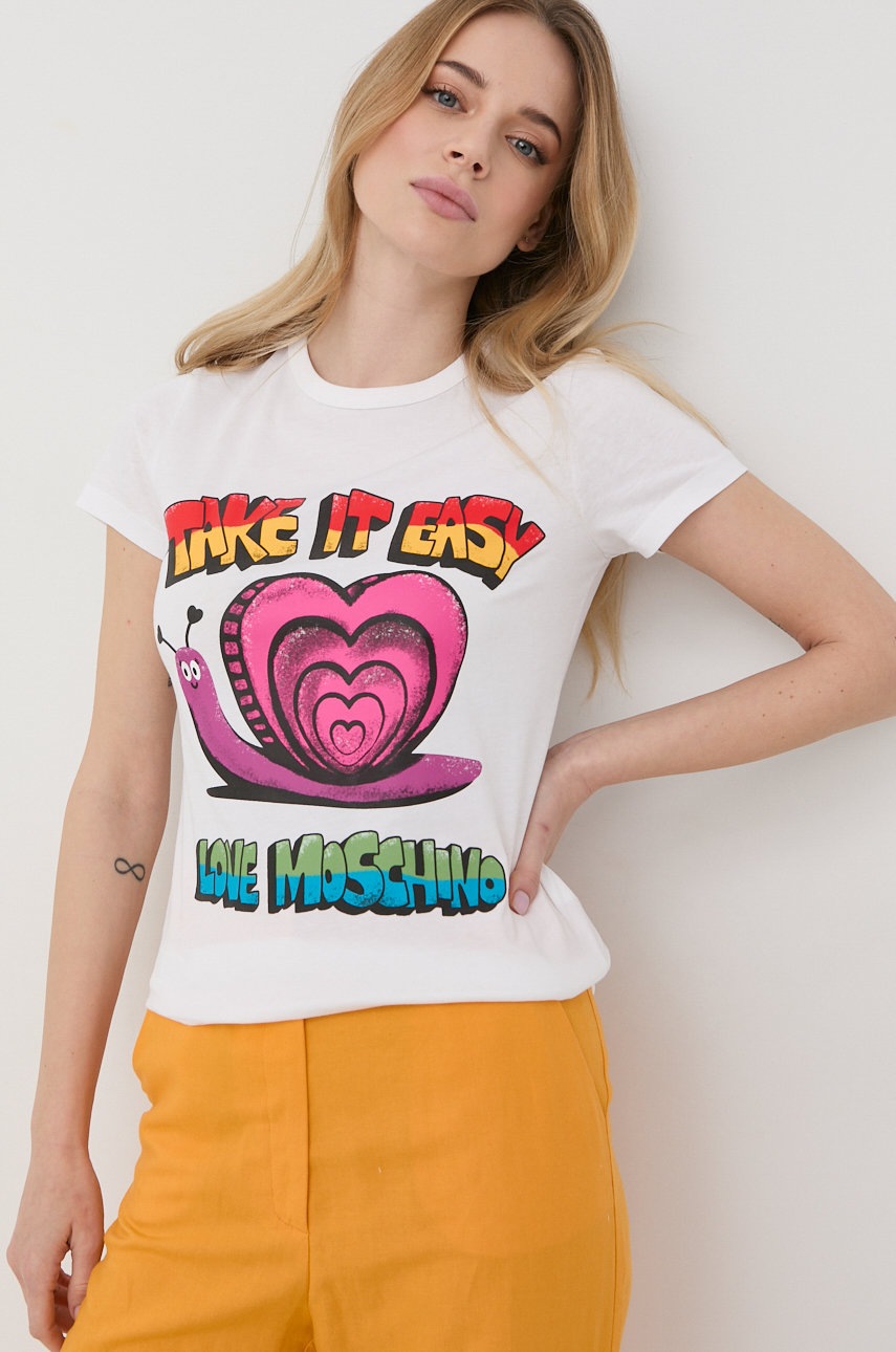 

Бавовняна футболка Love Moschino колір білий
