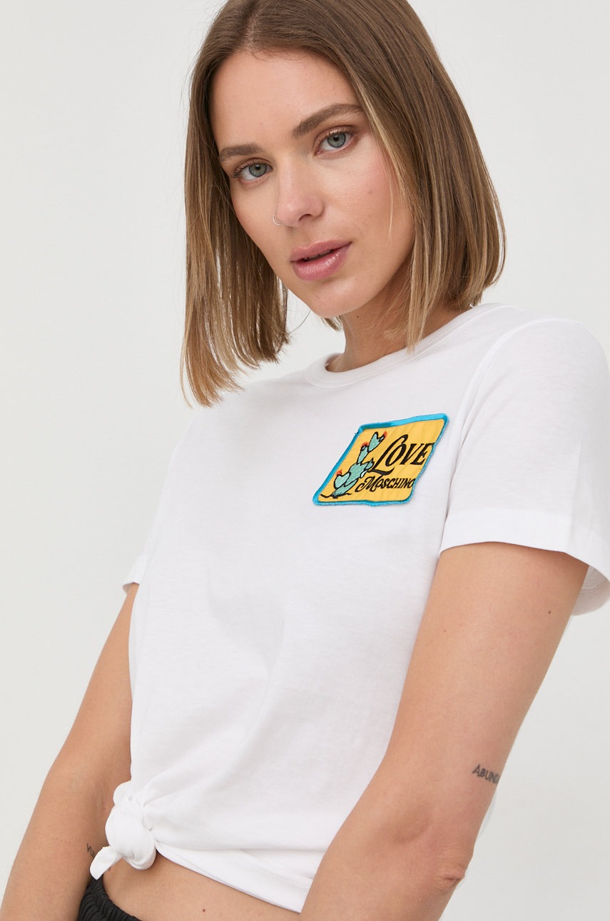 

Памучна тениска Love Moschino в бяло, Бял