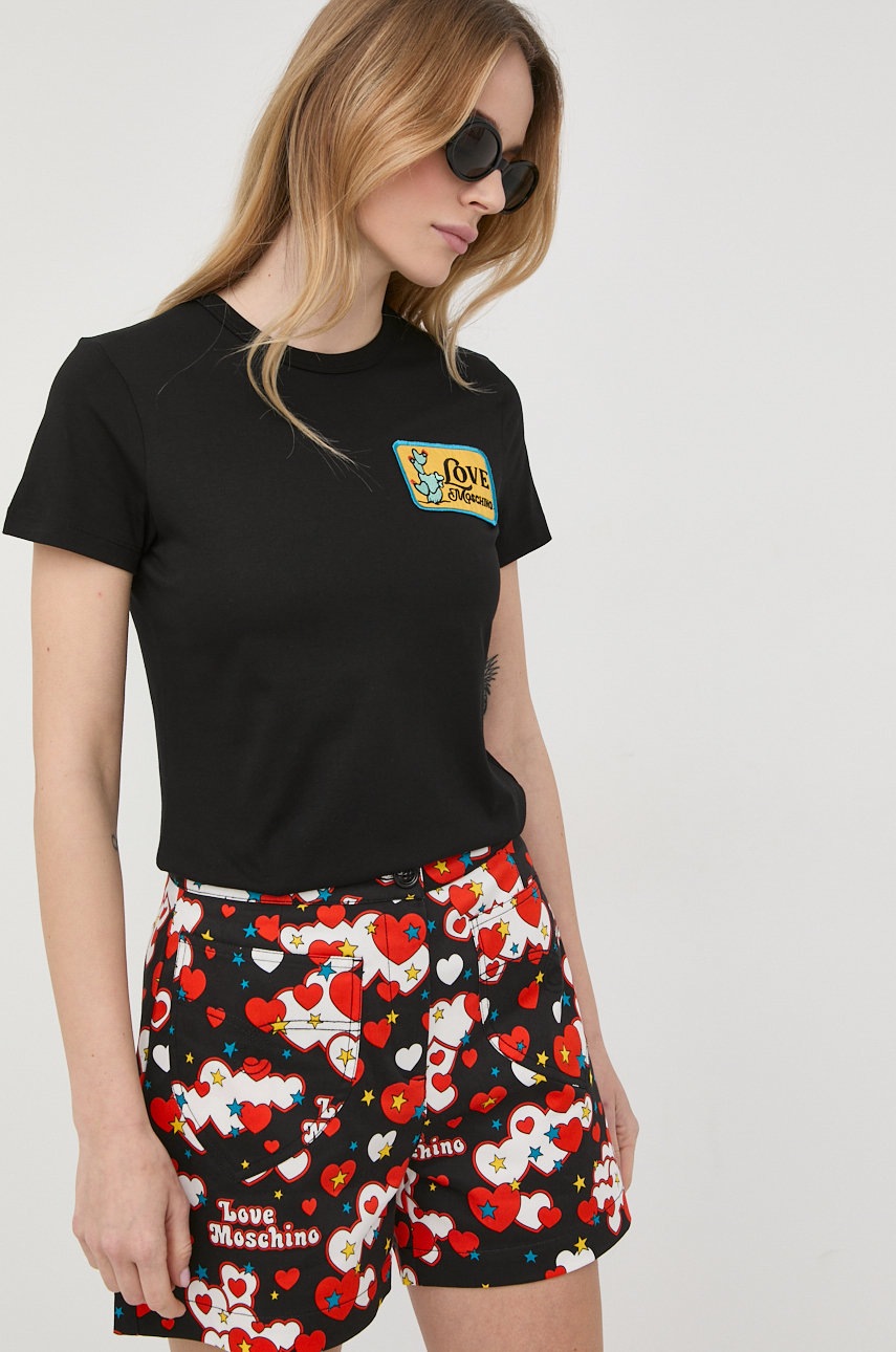 

Памучна тениска Love Moschino в черно, Черен