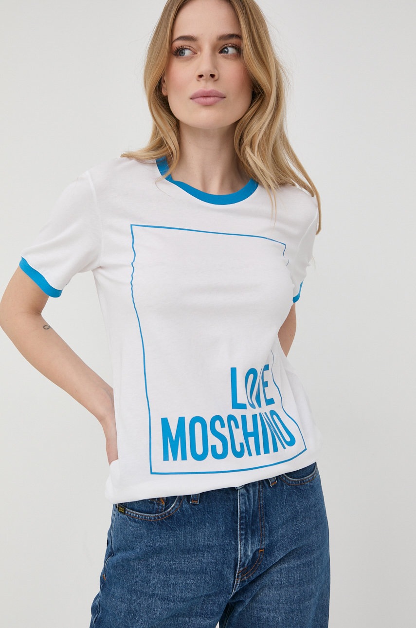 

Памучна тениска Love Moschino в бяло, Бял