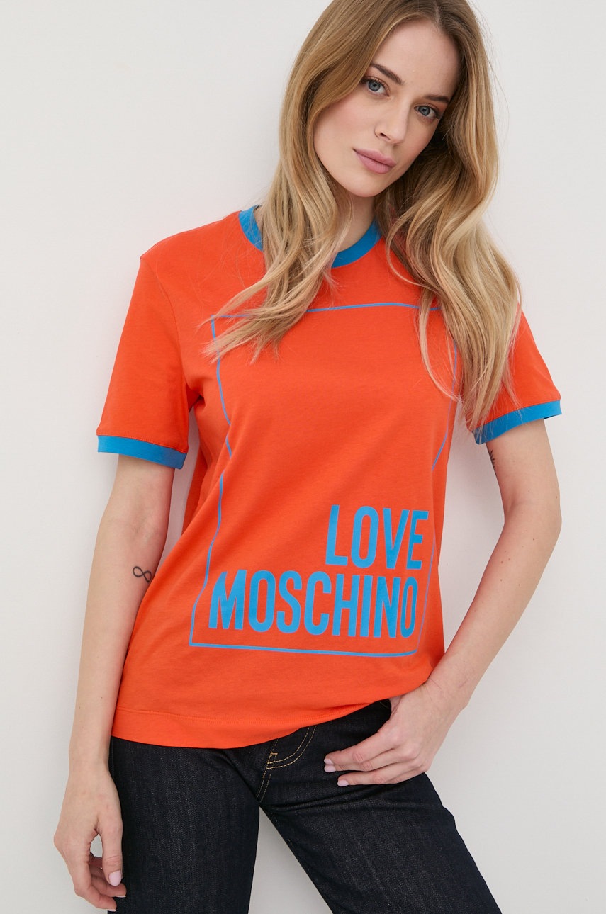 

Хлопковая футболка Love Moschino цвет оранжевый