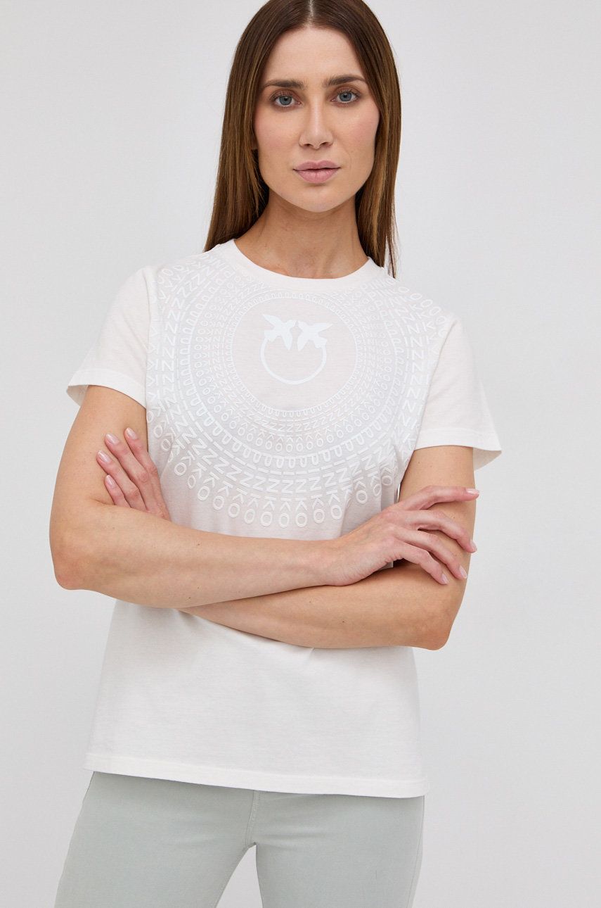 Pinko T-shirt bawełniany kolor biały
