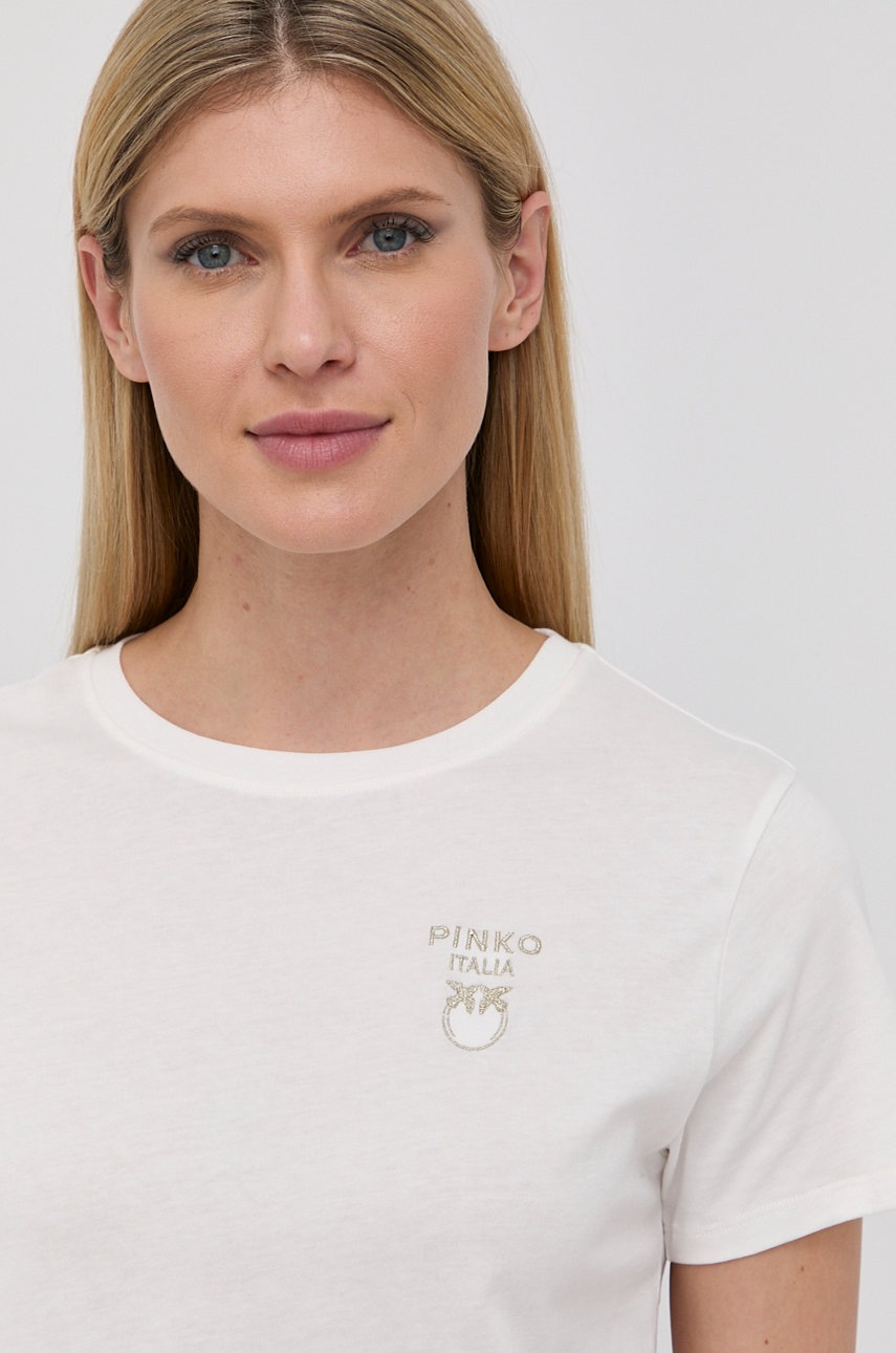 

Памучна тениска Pinko в бяло, Бял