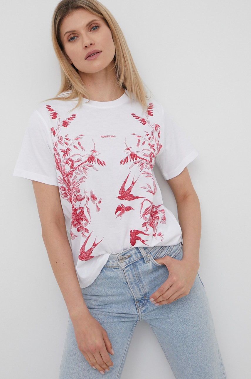 

Памучна тениска Red Valentino в бяло, Бял