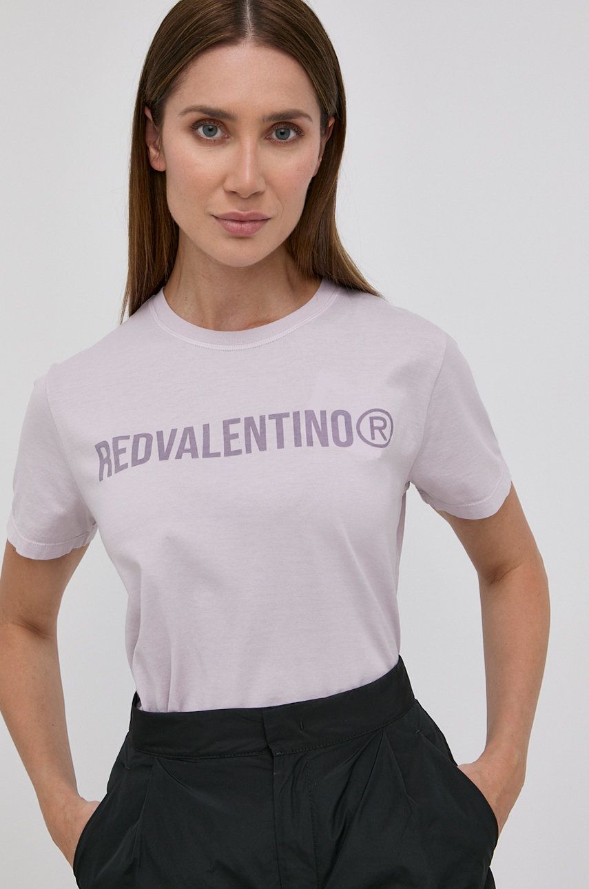Red Valentino t-shirt bawełniany kolor fioletowy