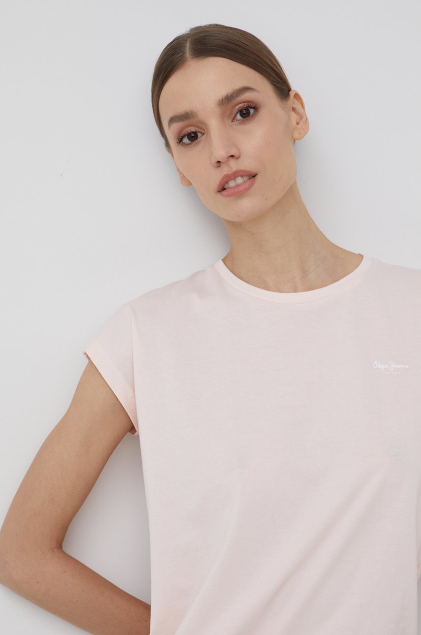 

Памучна тениска Pepe Jeans Bloom в розово, Розов