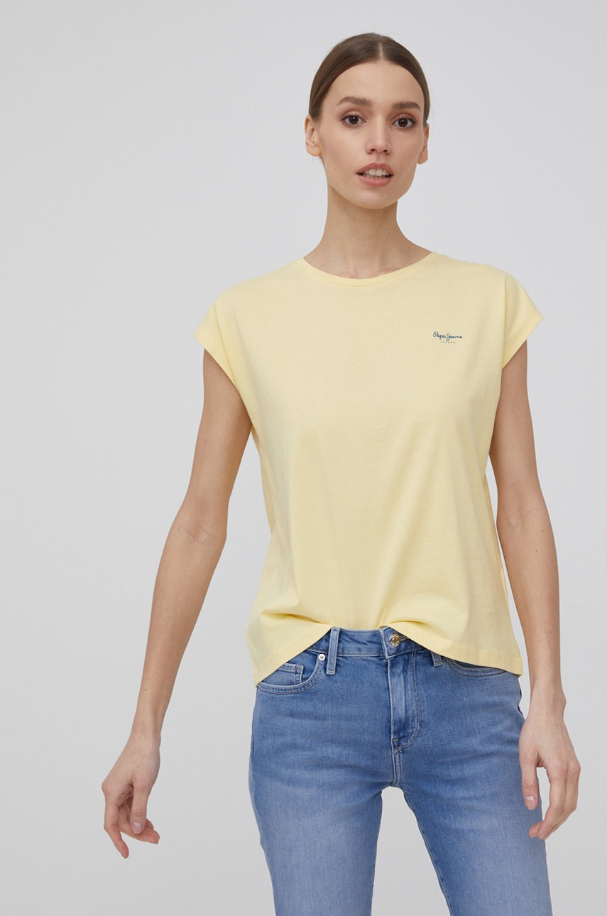 

Памучна тениска Pepe Jeans Bloom в жълто, Жълт