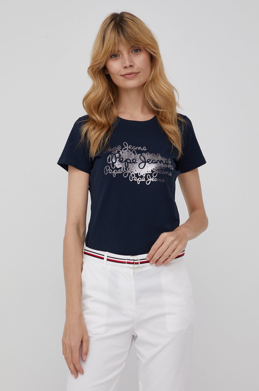 

Тениска Pepe Jeans Anna дамска в тъмносиньо, Тъмносин