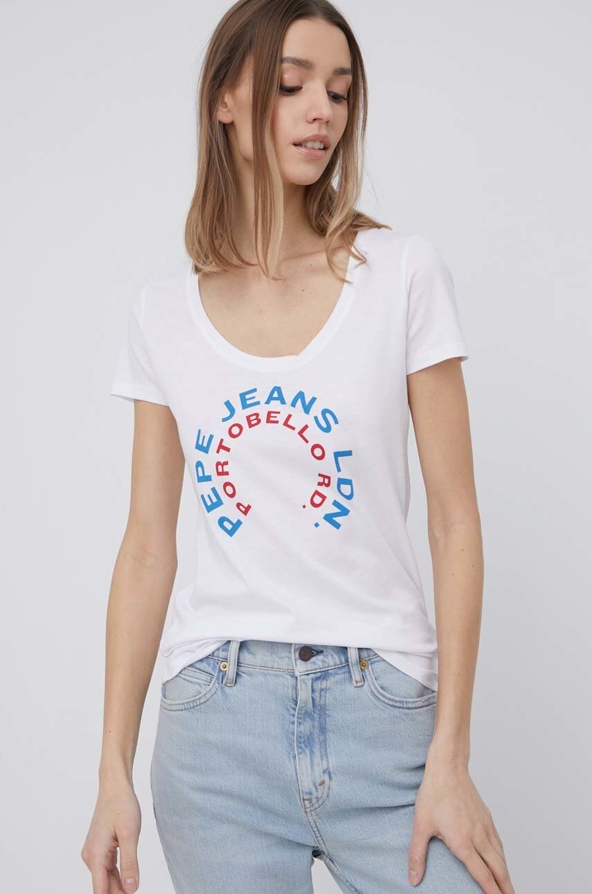 

Хлопковая футболка Pepe Jeans Cammie цвет белый