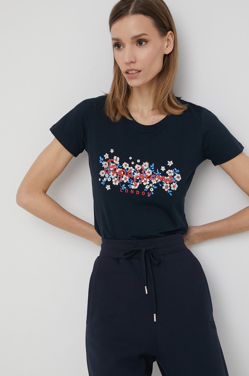 

Тениска Pepe Jeans Bego дамска в тъмносиньо, Тъмносин