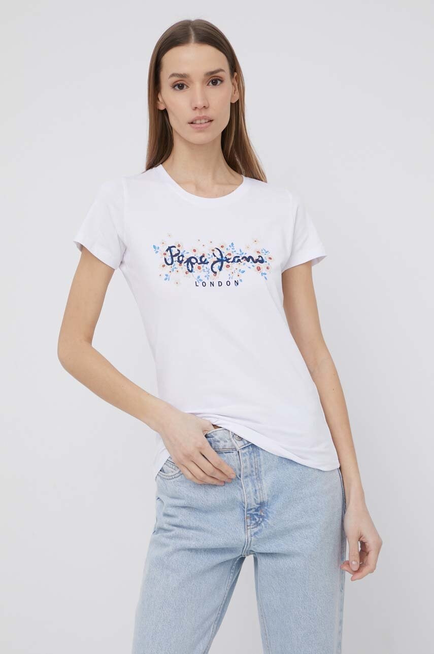 Pepe jeans tricou bego femei, culoarea alb