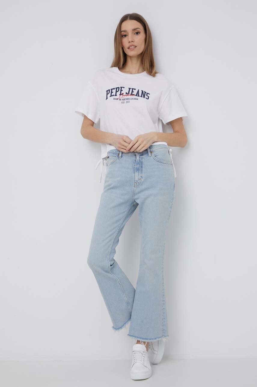 Pepe jeans tricou din bumbac cara culoarea alb