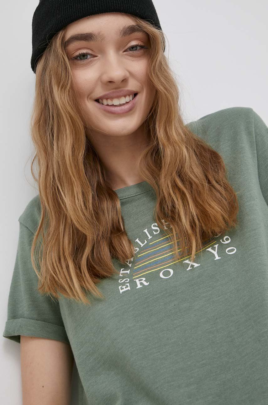 Roxy t-shirt damski kolor zielony