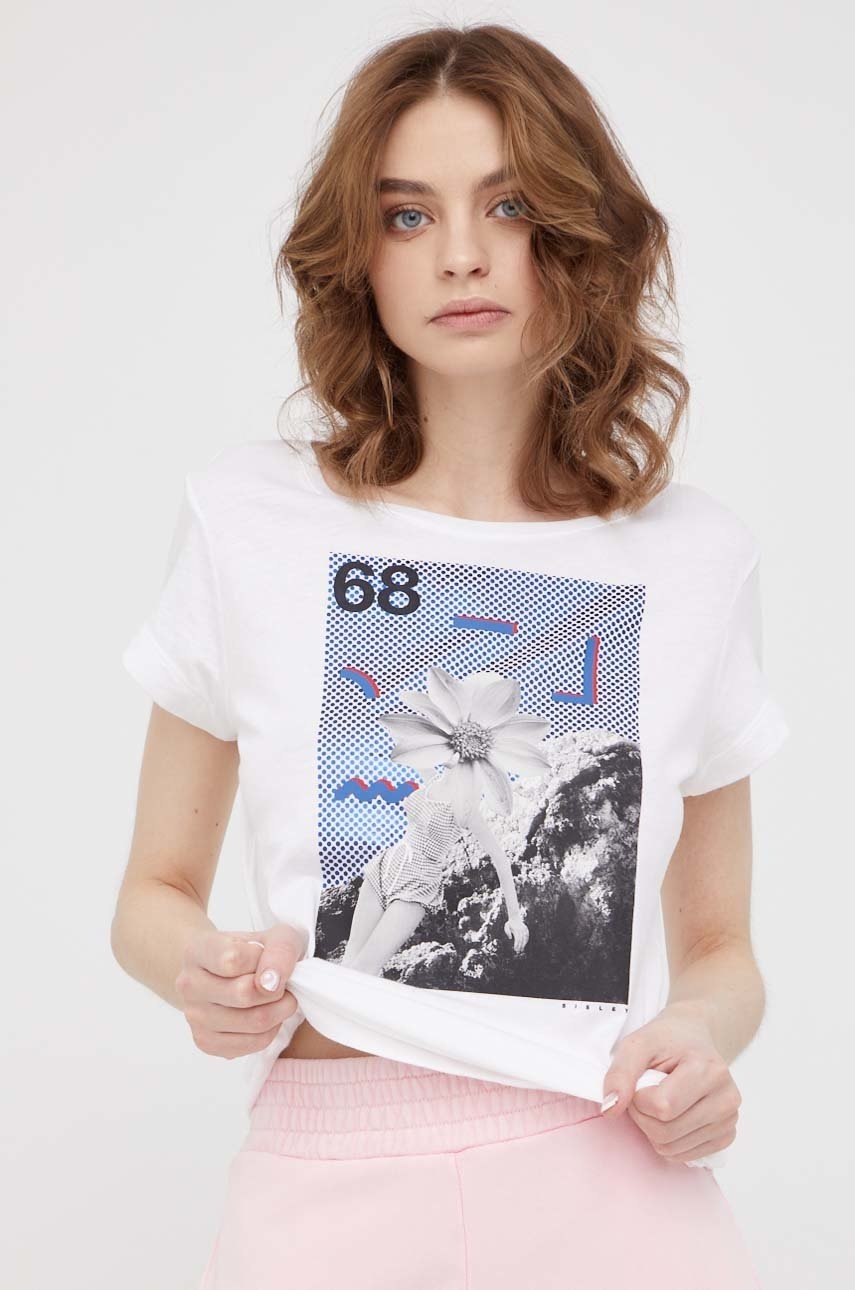 

Памучна тениска Sisley в бяло, Бял