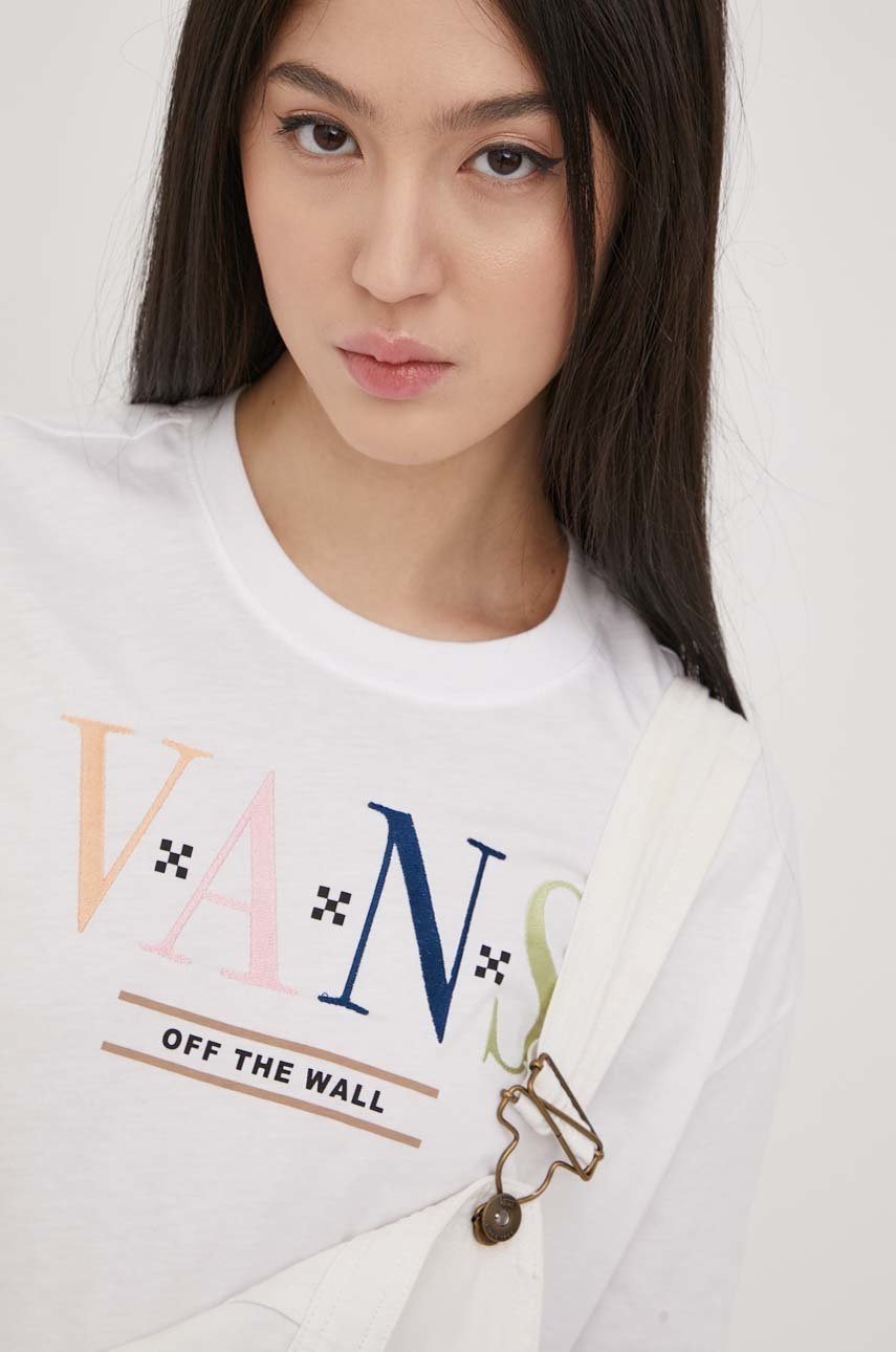 

Памучна тениска Vans в бяло, Бял