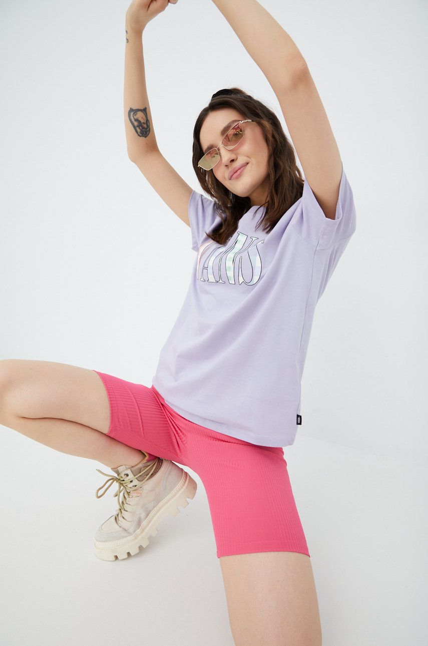 Vans tricou din bumbac culoarea violet