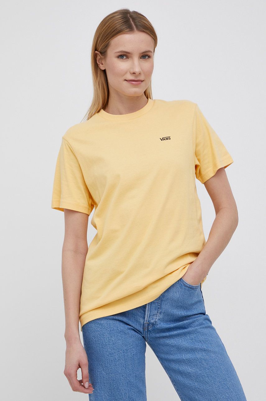 Vans t-shirt bawełniany kolor żółty