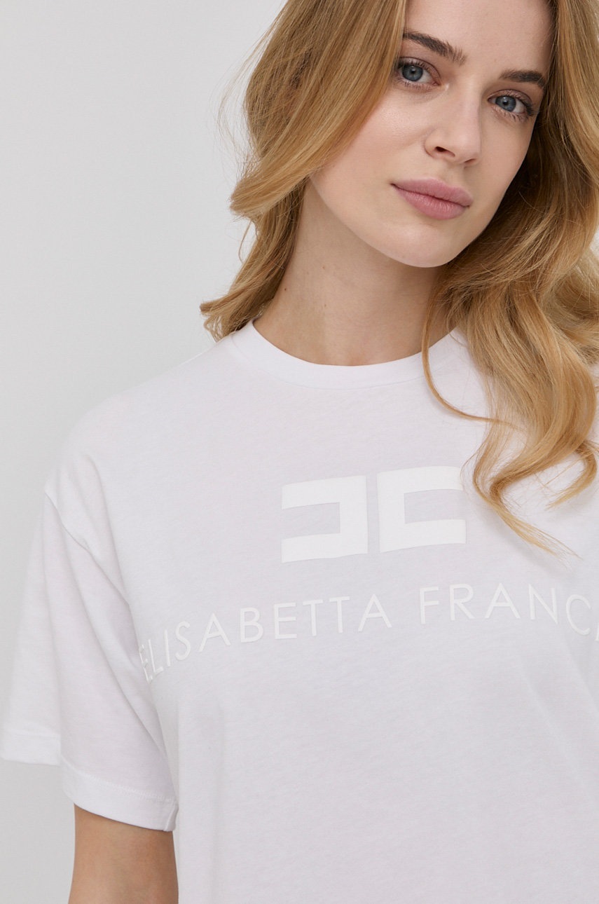 

Памучна тениска Elisabetta Franchi в бяло, Бял