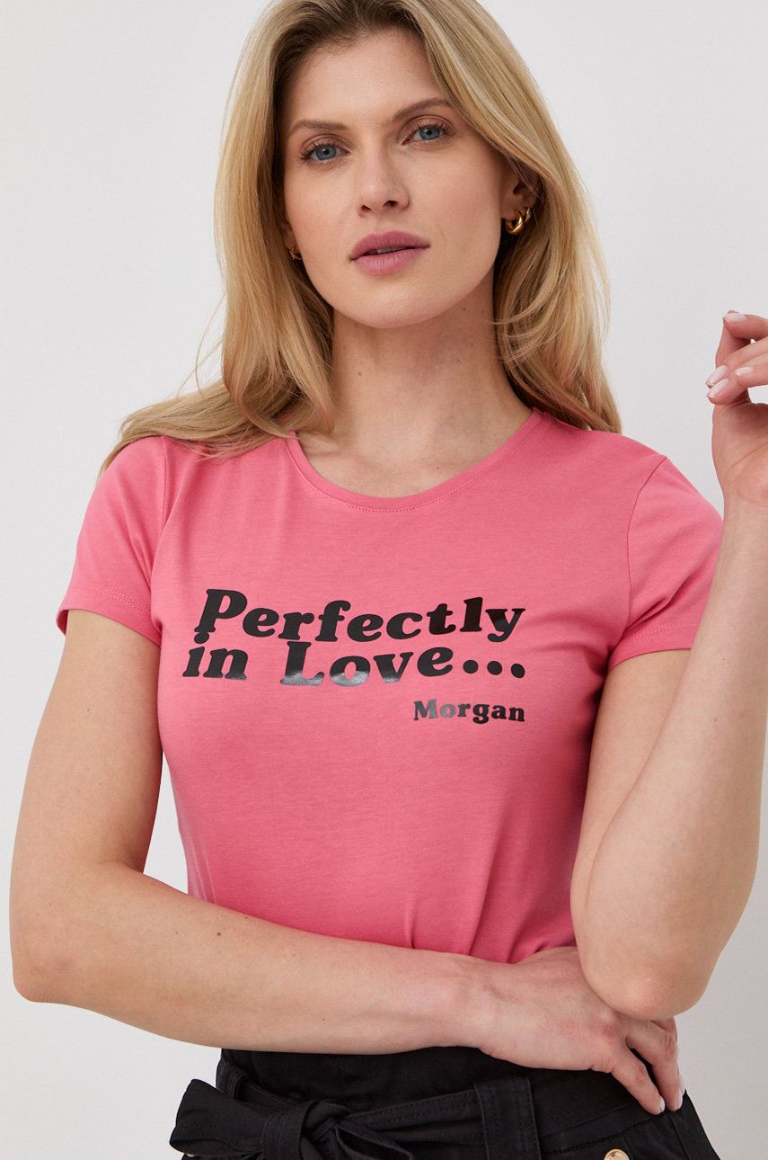 Tričko Morgan dámský, růžová barva - růžová -  50% Bavlna