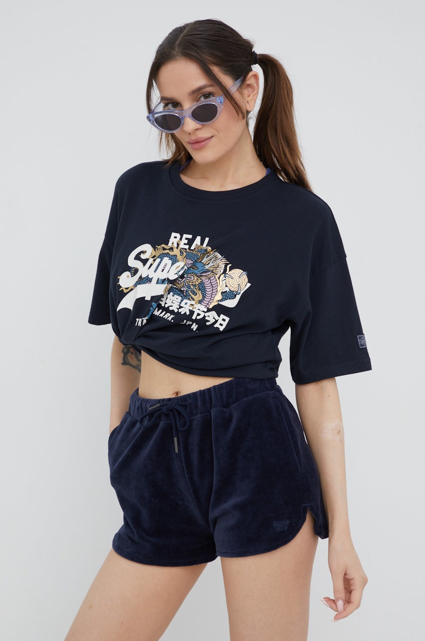 

Памучна тениска Superdry в тъмносиньо, Тъмносин