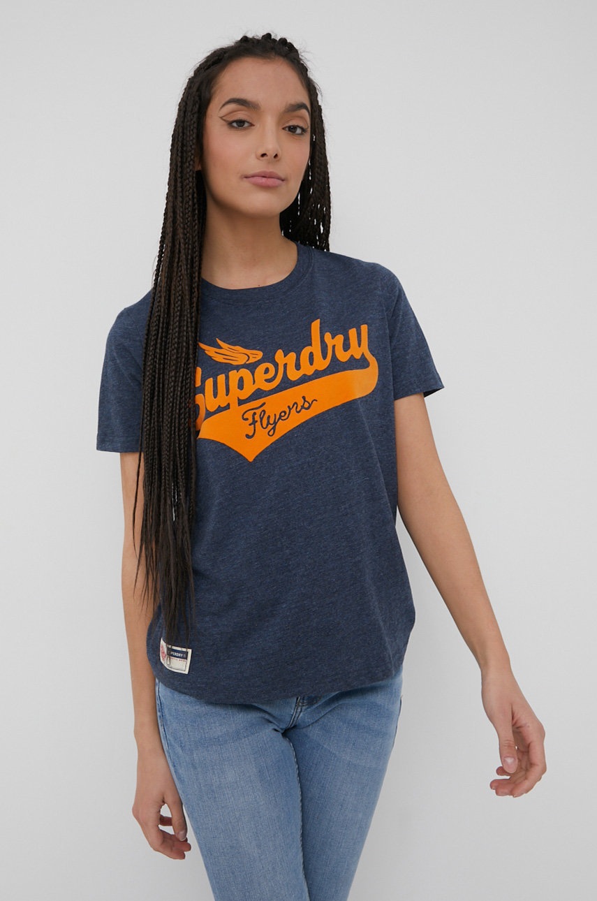 

Тениска Superdry дамски в тъмносиньо, Тъмносин