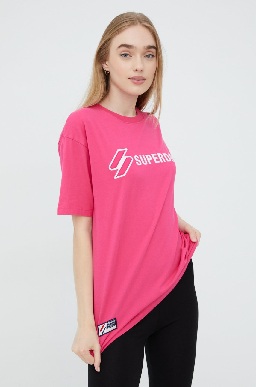 

Памучна тениска Superdry в лилаво, Виолетов