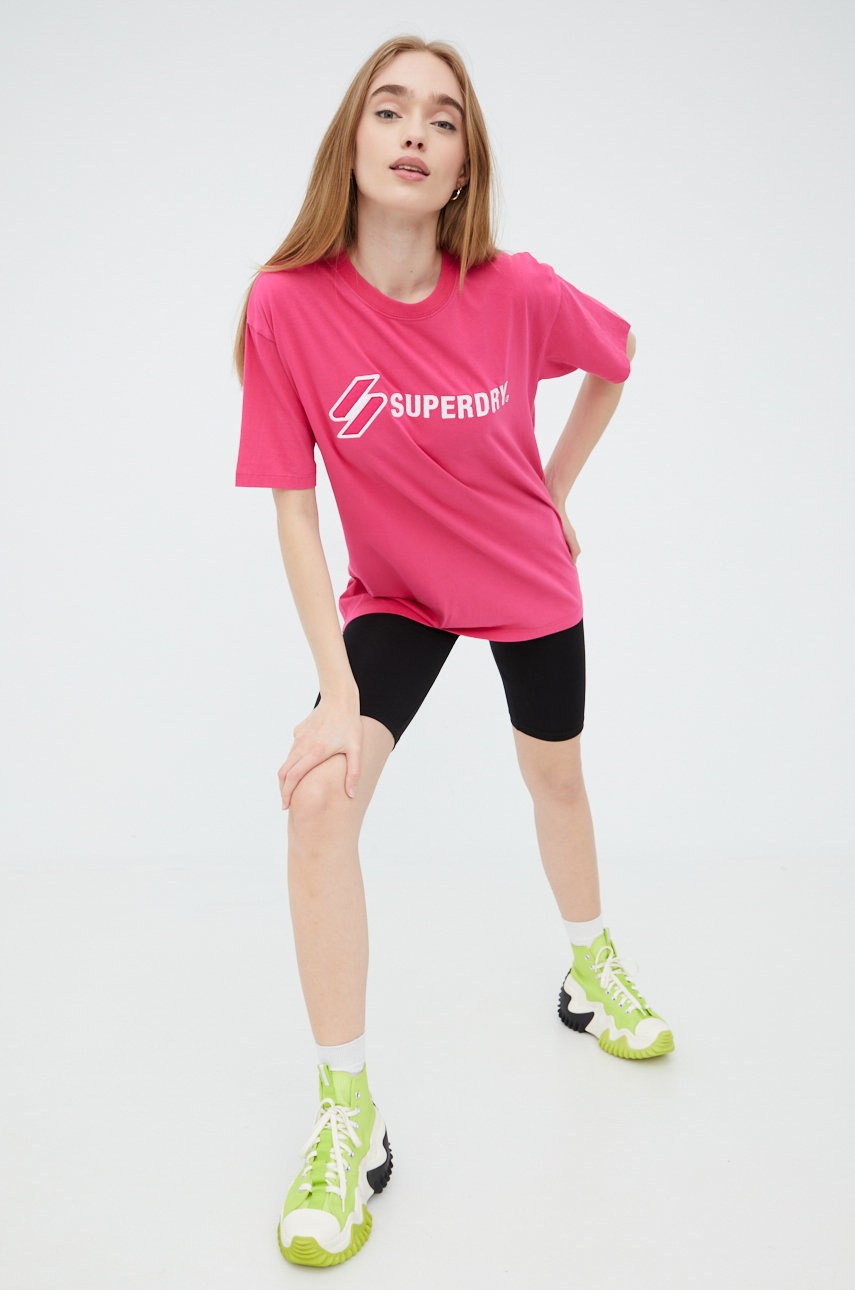 

Хлопковая футболка Superdry цвет фиолетовый