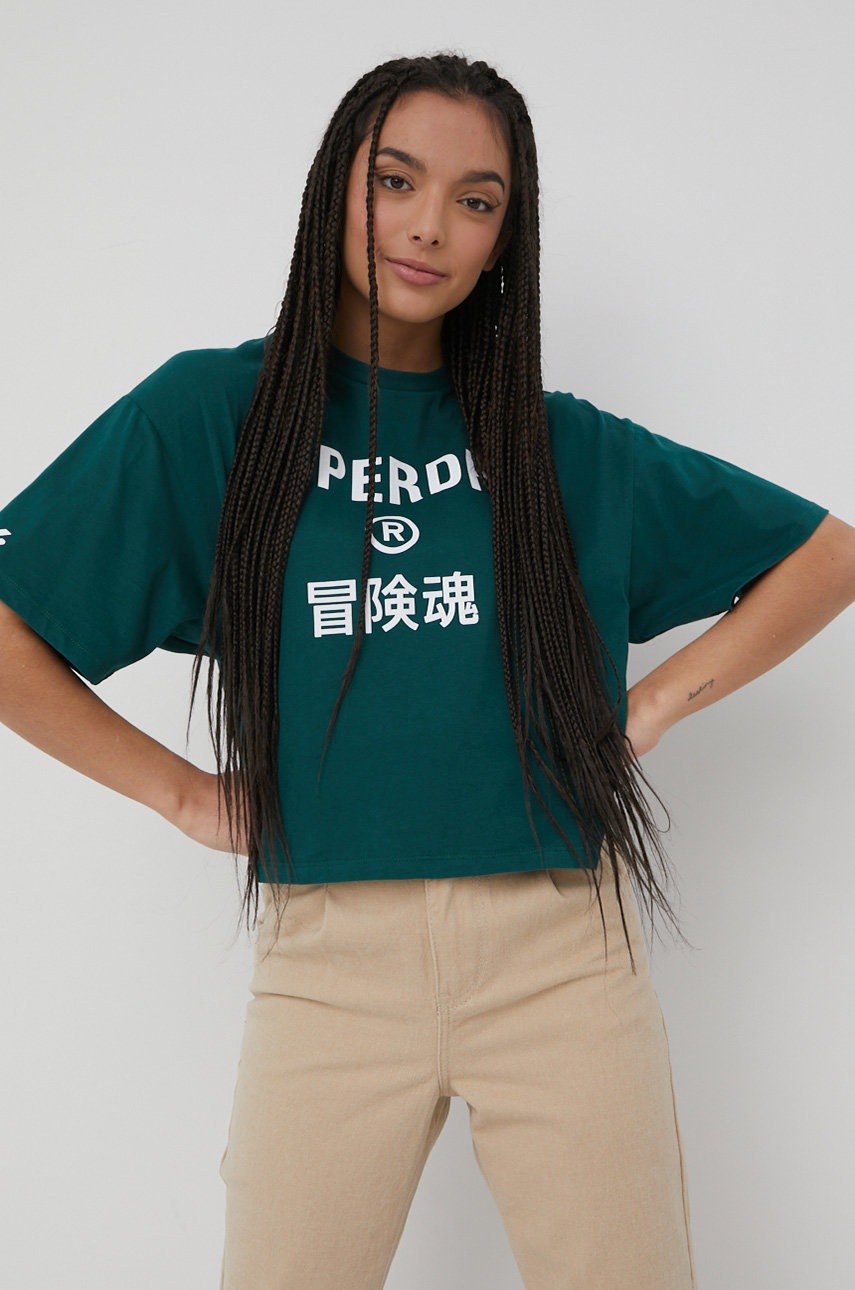 

Памучна тениска Superdry в зелено, Зелен
