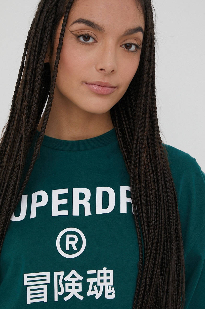 

Бавовняна футболка Superdry колір зелений