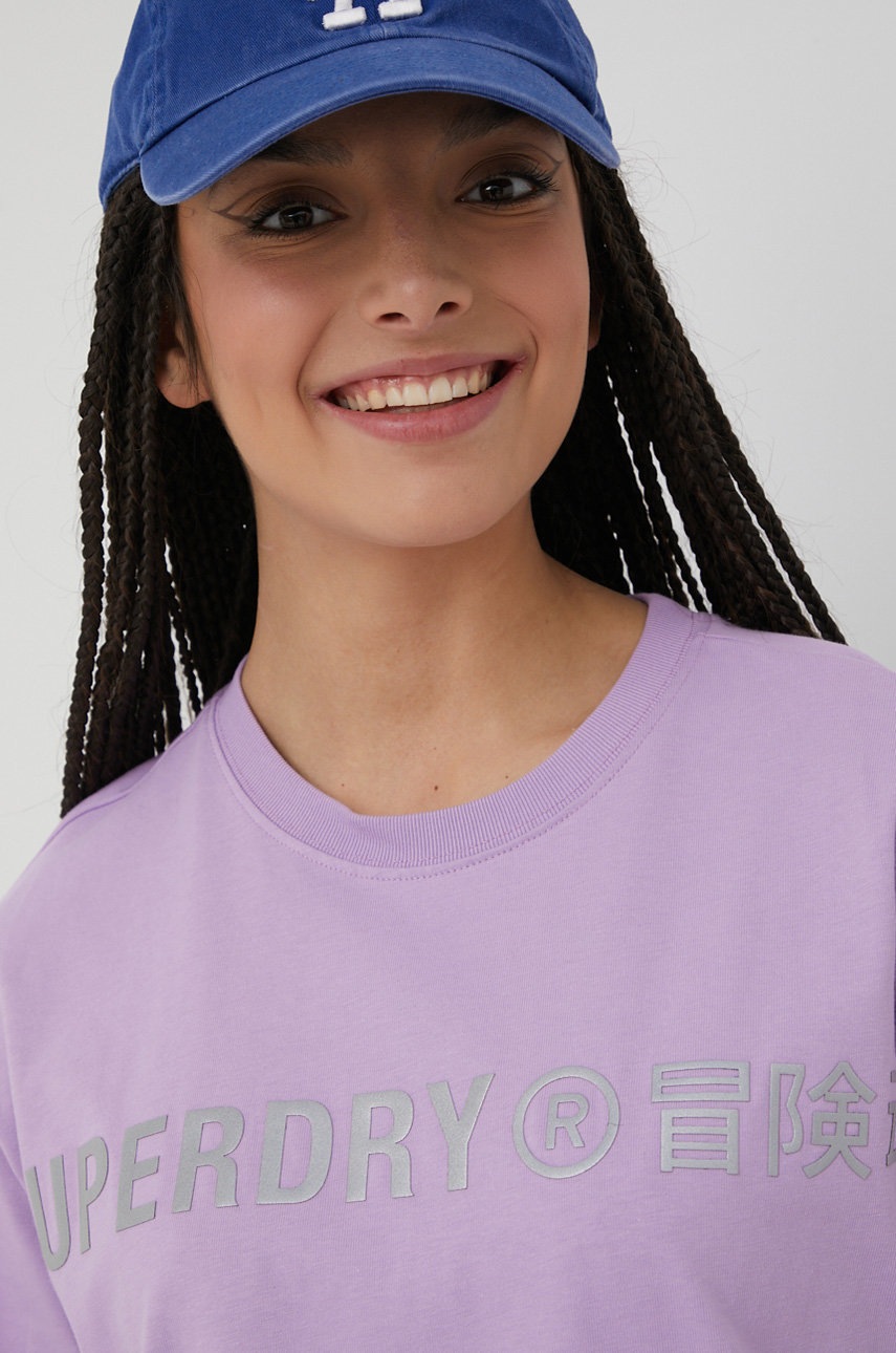 

Хлопковая футболка Superdry цвет фиолетовый
