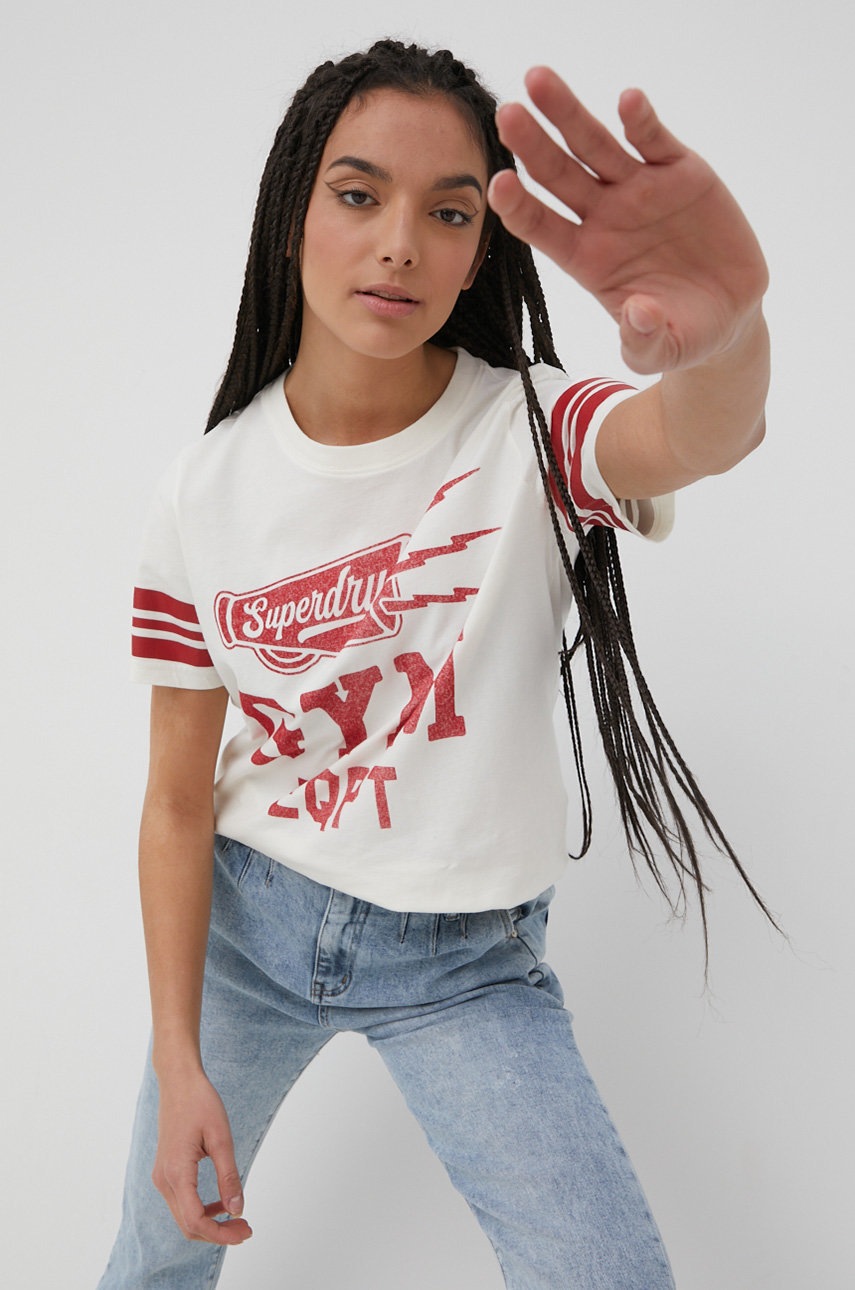 

Памучна тениска Superdry в бяло, Бял
