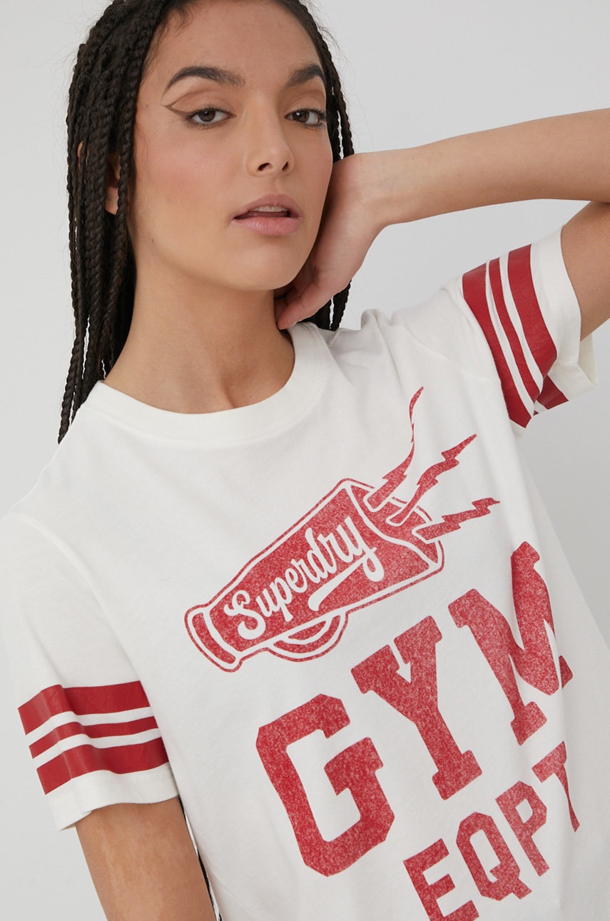 

Хлопковая футболка Superdry цвет белый