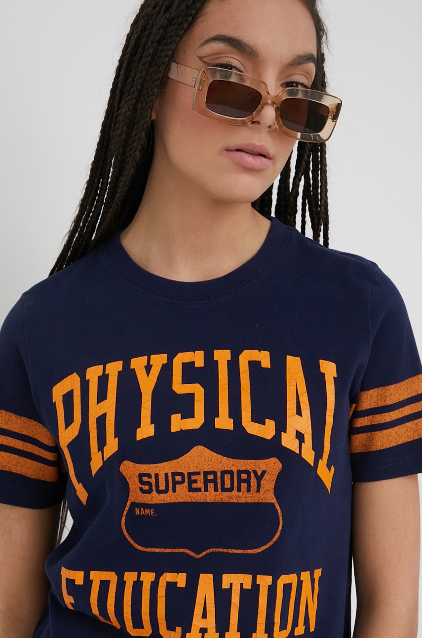 

Хлопковая футболка Superdry цвет синий