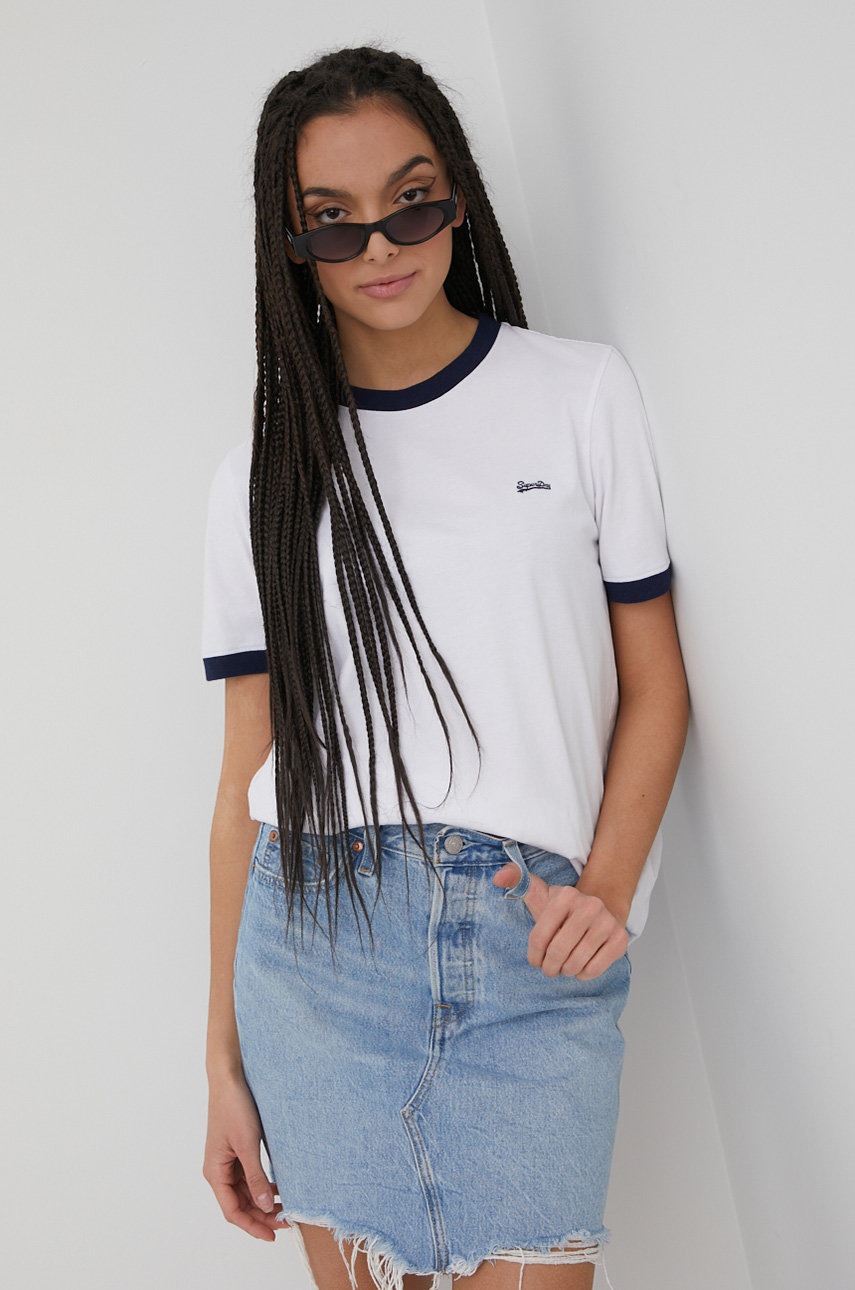 

Памучна тениска Superdry в бяло, Бял