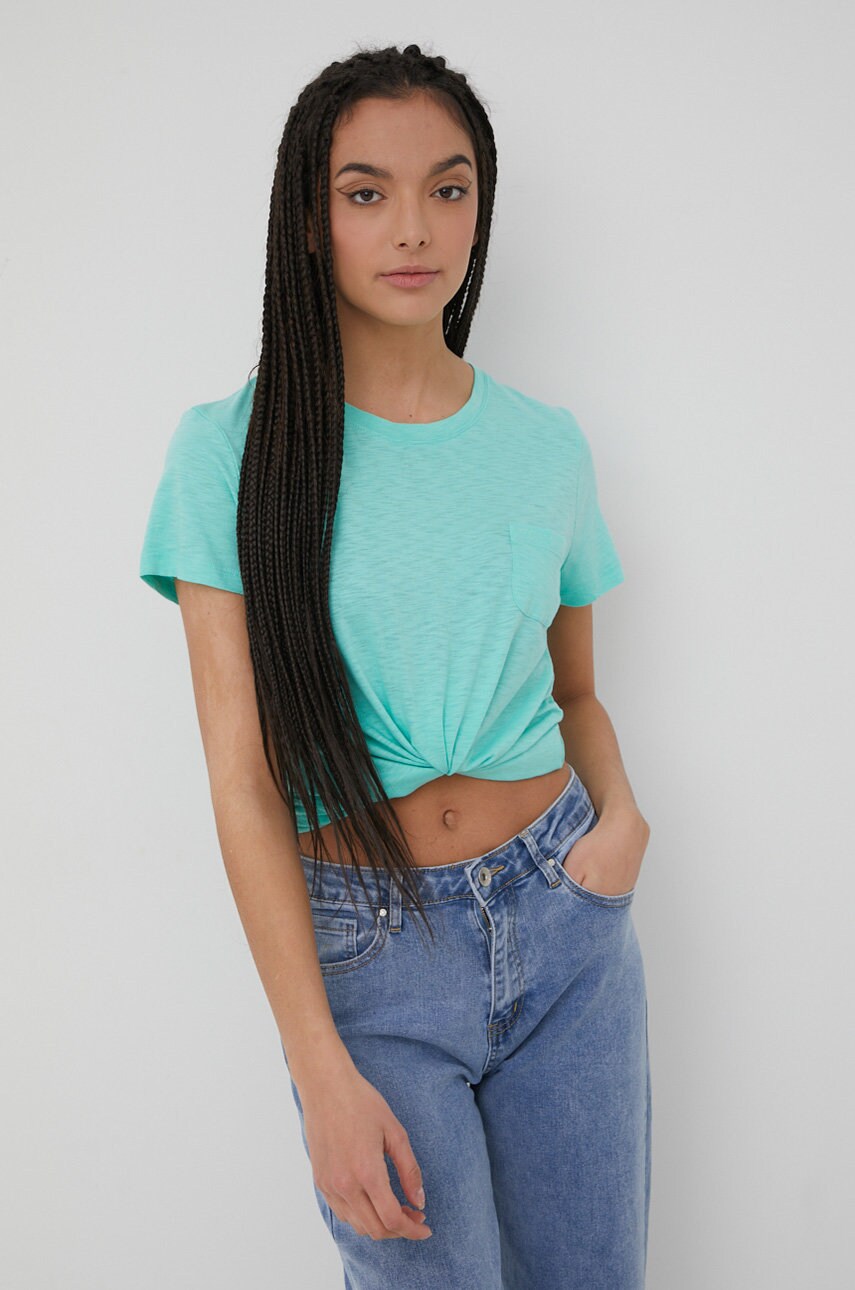 Superdry tricou femei, culoarea turcoaz