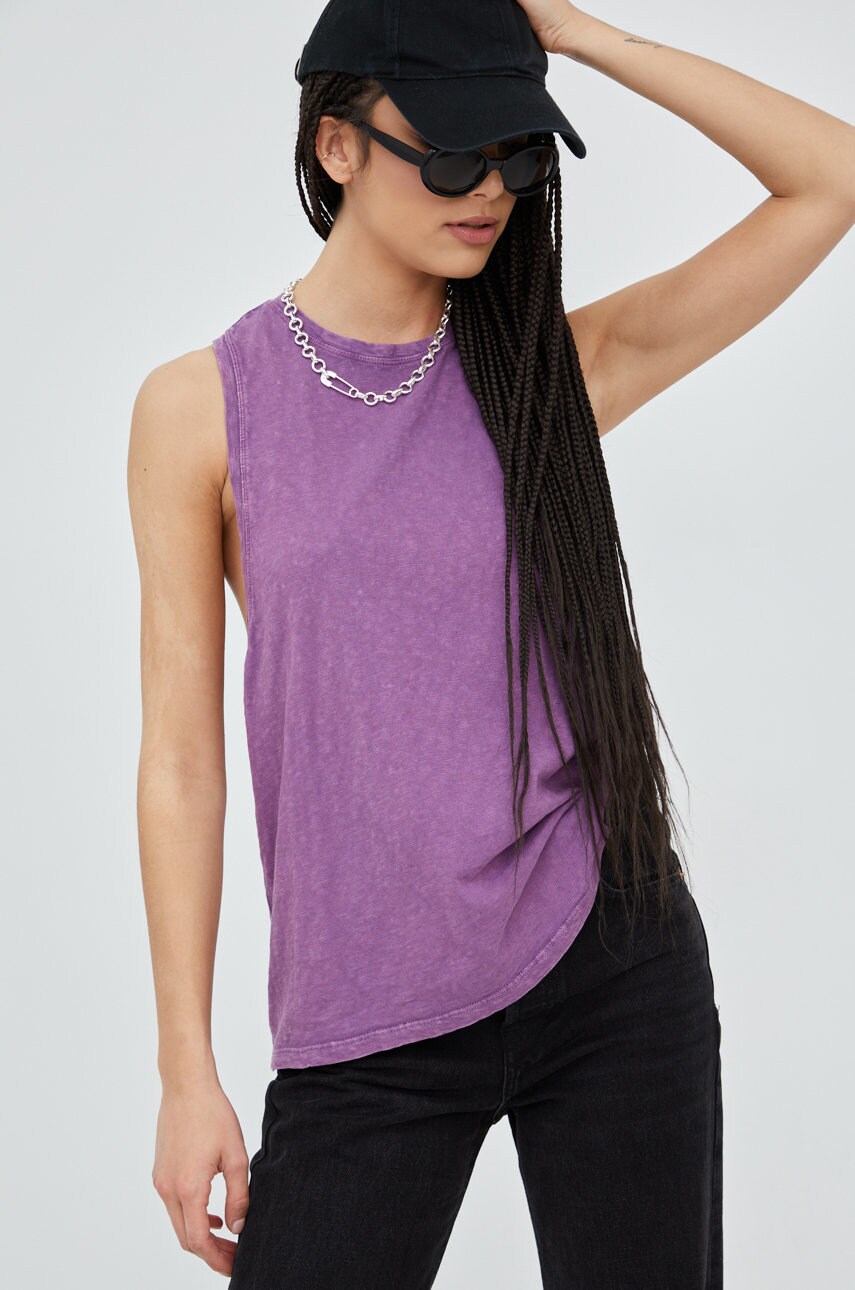 Superdry top din bumbac culoarea violet