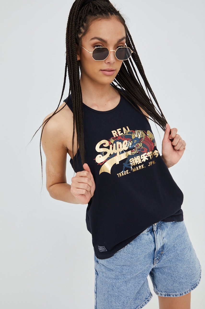 

Хлопковый топ Superdry цвет синий