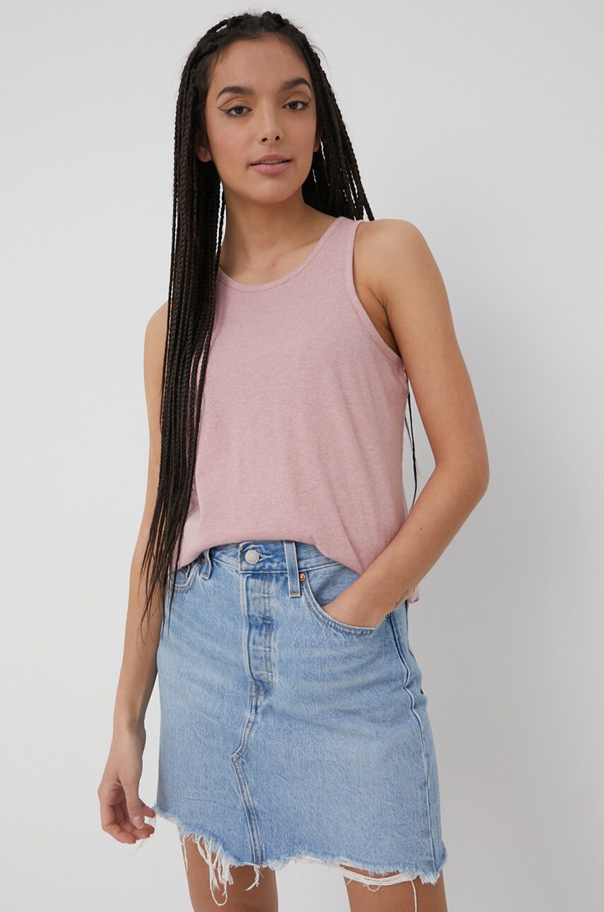 Superdry top din bumbac culoarea roz