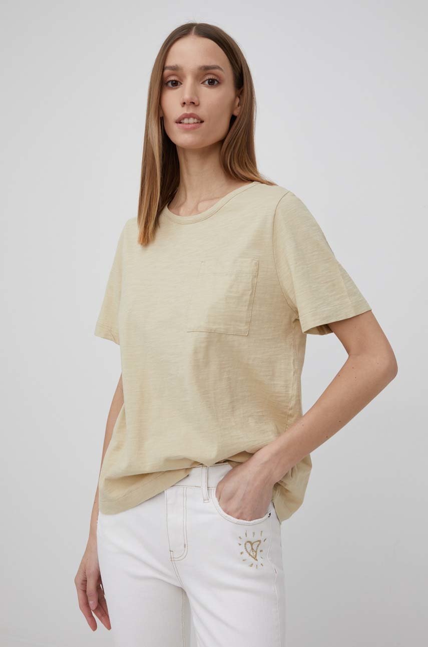 

Памучна тениска United Colors of Benetton в бежово, Бежов