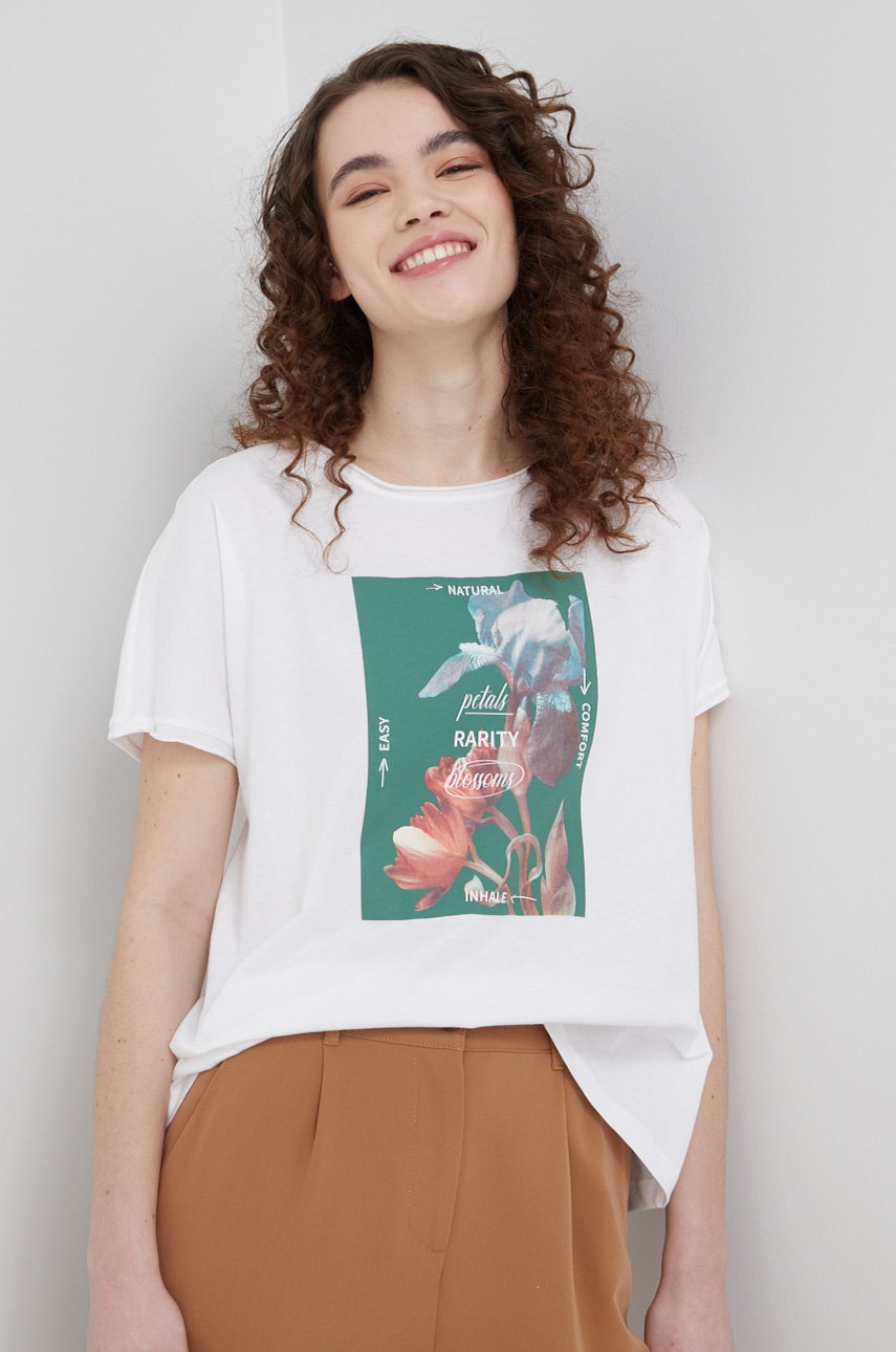 

Памучна тениска United Colors of Benetton в бяло, Бял