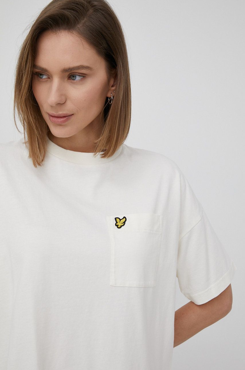 

Памучна тениска Lyle & Scott в бежово, Бежов