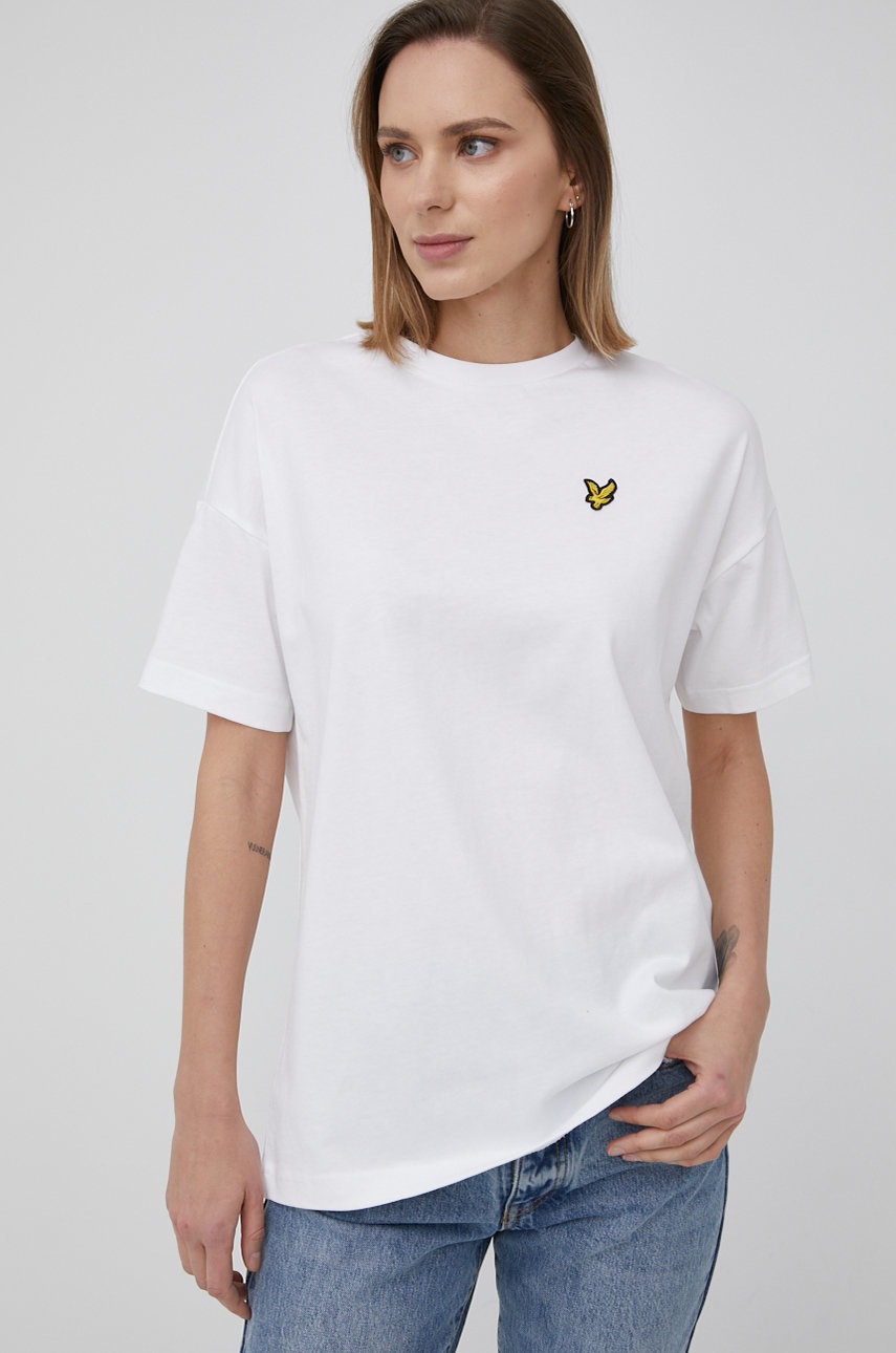 

Памучна тениска Lyle & Scott в бяло, Бял