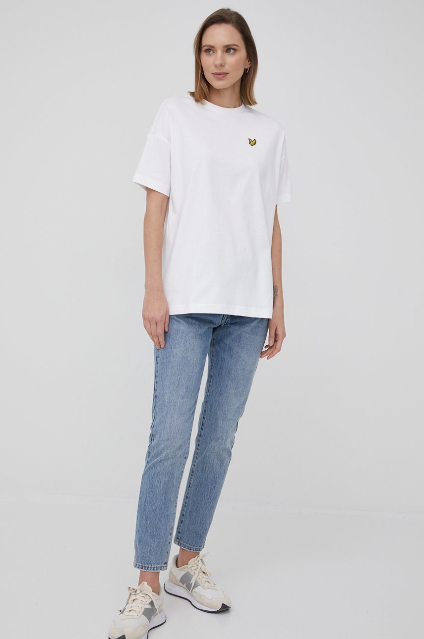

Бавовняна футболка Lyle & Scott колір білий