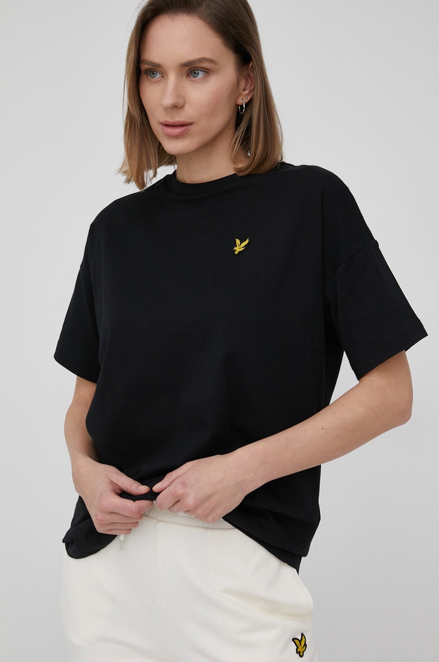 

Памучна тениска Lyle & Scott в черно, Черен