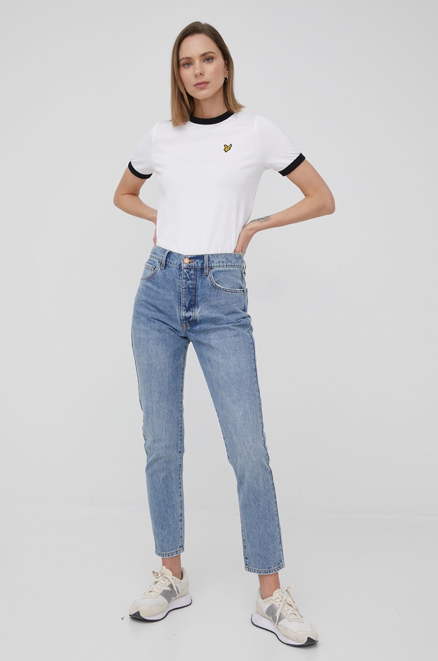 

Памучна тениска Lyle & Scott в бяло, Бял